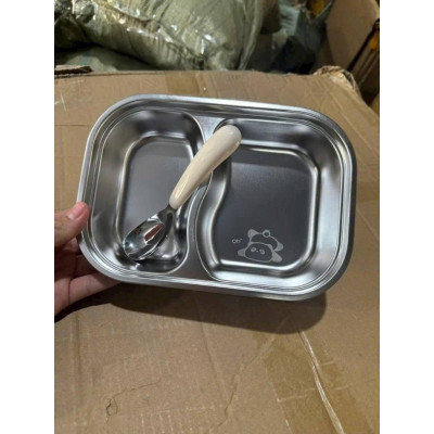 Khay ăn 2 ngăn kèm thìa hình thú dễ thương hình thú cho bé loại 1 - giao hình ngẫu nhiên