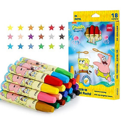 Hộp 18 Bút Sáp Dầu - Hình Bọt Biển Spongebob - Deli C218-18