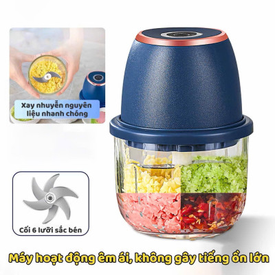 Máy Xay Tỏi Ớt Cầm Tay Mini Sạc USB – Lưỡi Dao Inox 3 Cánh Xay Gia Vị Siêu Nhanh - HÀNG CHÍNH HÃNG MINIIN