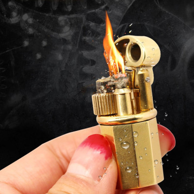 Vỏ Hột Quẹt Bật Lửa Xăng Đá Mini Đồng Z65 Thiết Kế Đẹp Độc Lạ Màu Vàng Trơn - Dùng Xăng Bấc Đá Cao Cấp