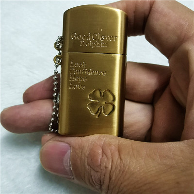 Vỏ Hột Quẹt Bật Lửa Xăng Đá Dolphin 2BX Họa Tiết Cỏ 4 Lá May Mắn Độc Đáo