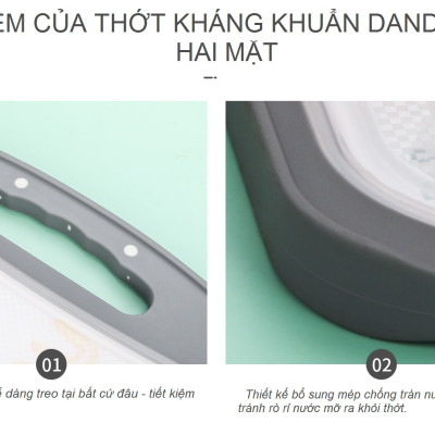 Thớt inox 304 và nhựa kháng khuẩn DandiHome cao cấp hai mặt - Hàng chính hãng