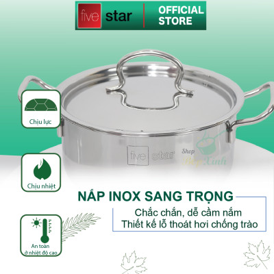 Bộ 2 nồi và 1 chảo chống dính 3 đáy từ inox 430 cao cấp FiveStar Standard nắp inox ( tặng 5 muỗng )