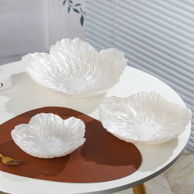 Set 3 Đĩa Thủy Tinh Ngọc Trai - Khay Thủy Tinh Đựng Trái Cây Hình Cánh Hoa Sang Trọng Phong Cách Bắc Âu Trang Trí Nội Thất - HÀNG CHÍNH HÃNG MINIIN