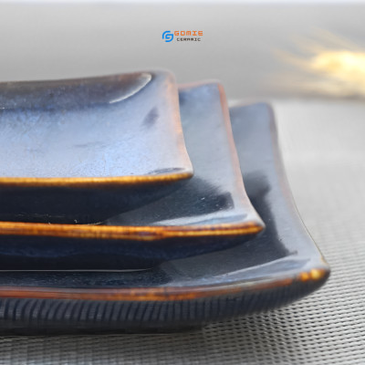 Khay chữ nhật chuyên dùng cho nhà hàng - men xanh hỏa biến đẳng cấp ,sang trọng,sản phẩm by Gomie Ceramic.