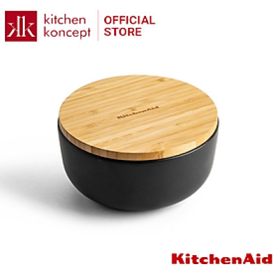 KitchenAid - Tô gốm có nắp tre màu đen - 15cm (1L)