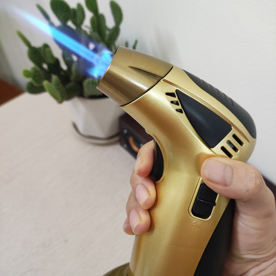 Vỏ Hột Quẹt Bật Lửa Gas Khò 2 Tia Cực Mạnh Honiban Size Đại Để Bàn Có Nút Khóa Gas