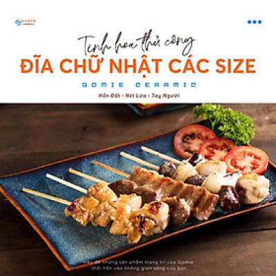 Khay chữ nhật chuyên dùng cho nhà hàng - men xanh hỏa biến đẳng cấp ,sang trọng,sản phẩm by Gomie Ceramic.