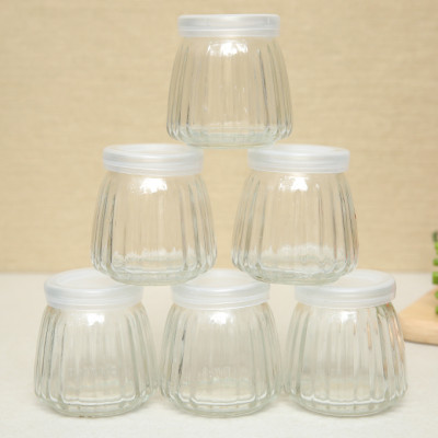 Bộ 12 Hũ Thuỷ Tinh Sọc 100ML Làm Yaourt- Sữa Chua Caramen-Pudding- Có Nắp Đậy- Hàng Chính Hãng MINIIN
