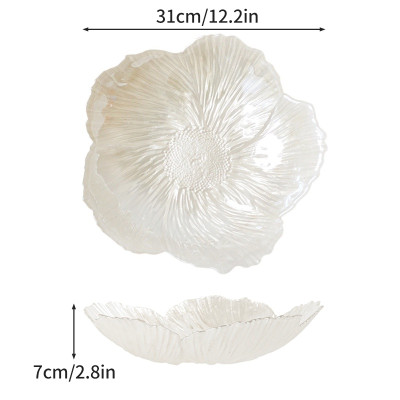 Set 3 Đĩa Thủy Tinh Ngọc Trai - Khay Thủy Tinh Đựng Trái Cây Hình Cánh Hoa Sang Trọng Phong Cách Bắc Âu Trang Trí Nội Thất - HÀNG CHÍNH HÃNG MINIIN
