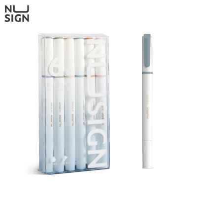 Set 6 bút highlight 2 đầu nhớ dòng đánh dấu màu pastel tươi sáng cute Nusign Deli dạ quang tiện lợi cho học sinh văn phòng