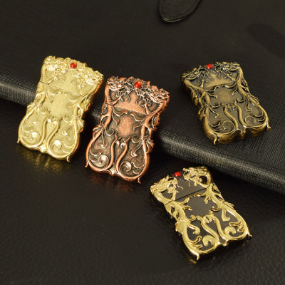 Vỏ Hột Quẹt Bật Lửa Xăng Zorro Z610-301 Thiết Kế Họa Tiết Rồng Đính Ngọc Đỏ - Dùng Xăng Bấc Đá Cao Cấp