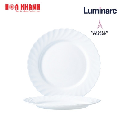 Đĩa Sâu Thủy Tinh Luminarc Diwali Trianon Trắng 23cm đựng thức ăn, cường lực, kháng vỡ - Bộ 3 đĩa - N3646