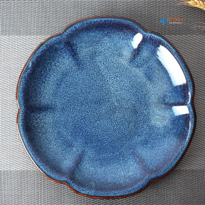 Đĩa hoa anh đào men xanh hỏa biến Gomie Ceramic Bát Tràng, men hỏa biến cao cấp,an toàn sức khỏe