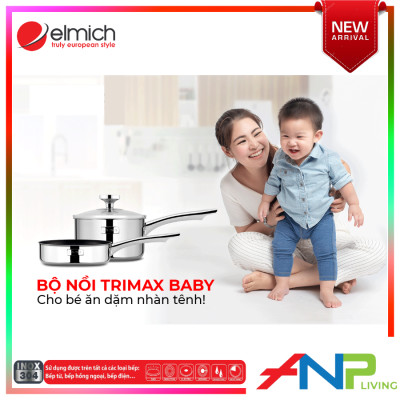 Bộ nồi quánh và chảo chống dính inox đáy liền Elmich Trimax Baby EL-3794 (Đường kính 14cm) - Hàng chính hãng