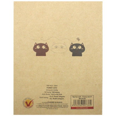 Tập Học Sinh Funny Cats 4 Ô Ly 100 Trang 100gsm - Fahasa 01 (Mẫu Màu Giao Ngẫu Nhiên)