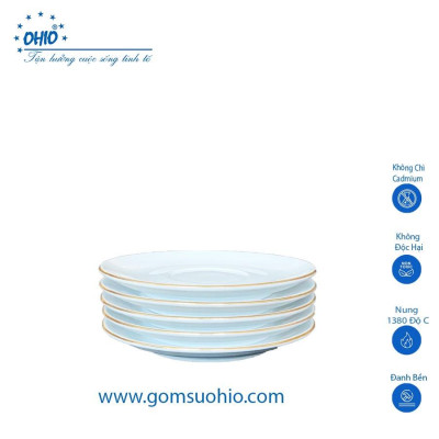 Đĩa Kê 11cm Sứ Trắng Viền Kim OHIO