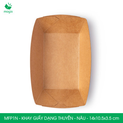 MFP1N - 14x10.5x3.5 cm - 50 khay giấy dáng thuyền đựng thức ăn, khay giấy đựng món tráng miệng