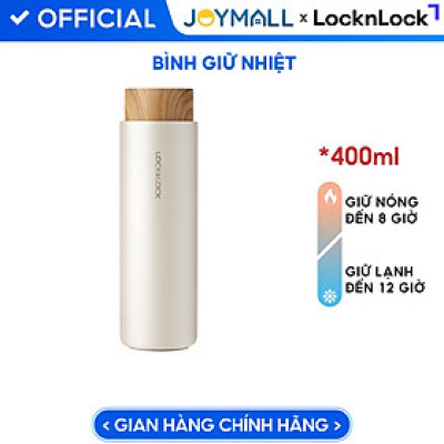 Bình giữ nhiệt Lock&Lock Flat 400ml màu trắng LHC4227WHT - Hàng chính hãng, có khay lưới lọc trà, nắp nhựa kiểu gỗ - JoyMall