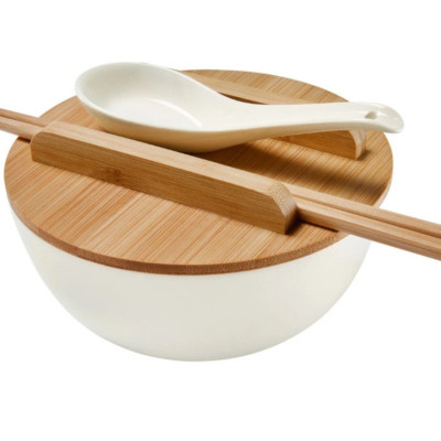 Sét bát ăn Mỳ Phở ERNESTO, nắp tre, 4 món Hàng chính hãng