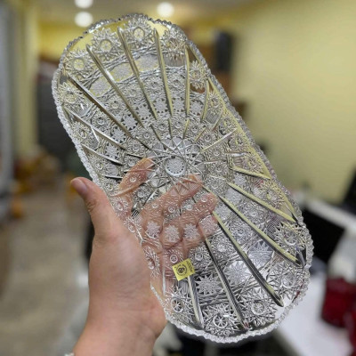 Đĩa Bầu Dục Pha Lê Mài M57 Bohemia – Tinh Hoa Nghệ Thuật Từ Tiệp Khắc Hàng chính hãng