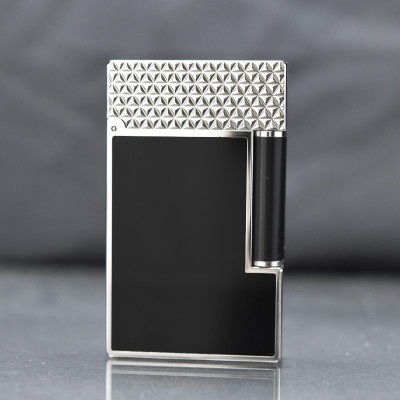 Vỏ Hột Quẹt Bật Lửa Upon D143T Sơn Mài Đen Họa Tiết Kim Cương - Dùng Gas Đá Cao Cấp