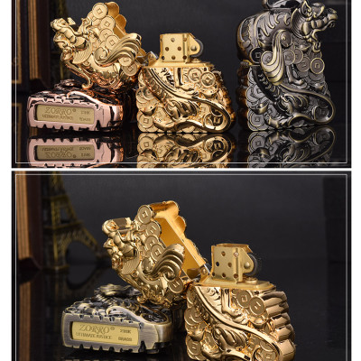 Vỏ Hộp Quẹt Bật Lửa Xăng Đá Zorro Z-KJ1014 Hình Tỳ Hưu Giữ T.iền Tài Lộc May Mắn - Nhiều Màu