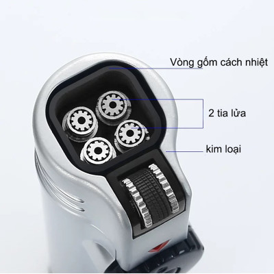 Vỏ Hột Quẹt Bật Lửa Gas Đá Jobon ZB-321 Khò 4 Tia Cực Mạnh Kèm Đục - Nhiều Màu