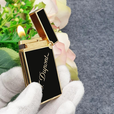 Vỏ Hột Quẹt Bật Lửa Upon D174V Họa Tiết Nền Đen Viền Vàng Khắc Chữ S.t Upon, Dùng Ga Đá Cao Cấp