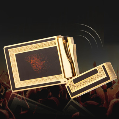 Vỏ Hột Quẹt Bật Lửa Upon D01V Họa Tiết Sơn Mài Đen Nhũ Đỏ Viền Vàng - Dùng Gas Đá Cao Cấp