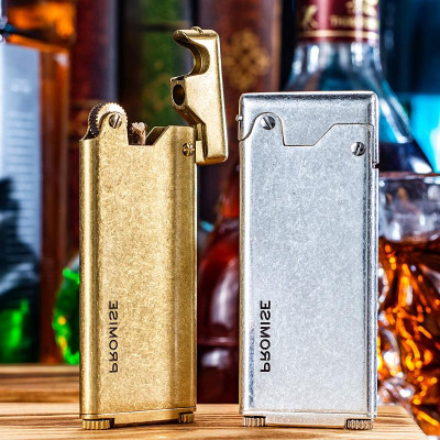 Vỏ Hột Quẹt Bật Lửa Xăng Đá Promise BNC-007Y Kiểu Dáng Độc Lạ Siêu Mỏng Cao Cấp - Dùng Xăng Bấc Đá