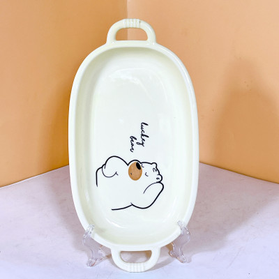 Bộ Bát Đĩa Thương Hiệu GOSU Họa Tiết Gấu Vàng Nước Men Sáng Đẹp Chất Lượng Cao