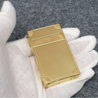 Vỏ Hột Quẹt Bật Lửa Upon D75H Họa Tiết Hình Kẻ Dọc Chặn Góc Hồng Vàng - Dùng Ga Đá Cao Cấp