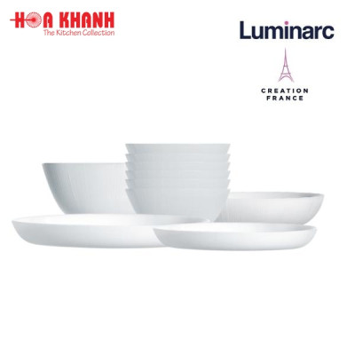 Tô Thủy Tinh Luminarc Diwali Lines 18cm trắng sứ cường lực, kháng vỡ - Bộ 3 cái - Q1672