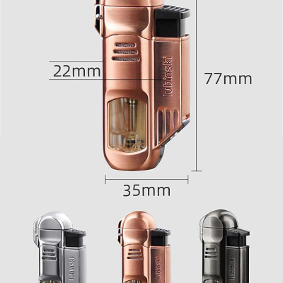 Vỏ Hột Quẹt Bật Lửa Khè Gas Lubinski YJA-10027 Khò 4 Tia Cực Mạnh Có Đục Tiện Lợi Thân Vỏ Hột Quẹt Bật Lửa Trong Suốt Nhìn Rõ Lượng Gas