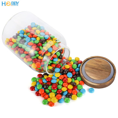 Hũ thủy tinh nắp gỗ ron kín decor bếp HOBBY Home Decor HUNG1 loại 1250ml