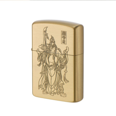 Vỏ Hột Quẹt Bật Lửa Xăng Đá Zorro Z9864A Họa Tiết Quan Công - Dùng Xăng Bấc Đá Cao Cấp