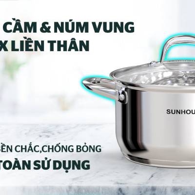 Bộ Nồi Inox 5 Đáy SUNHOUSE SHG517 - Hàng Chính Hãng