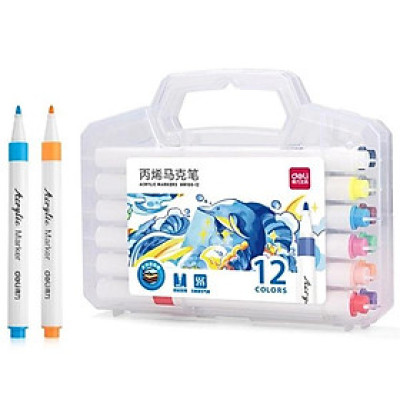Hộp 12 Bút Lông Màu Acrylic Markers - Deli HM108-12