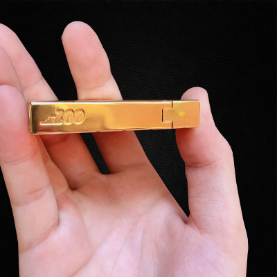 Vỏ Hột Quẹt Bật Lửa Gas Đá Upon 007 Limited Edition D117V Đục Lỗ Màu Vàng Dòng 3 Ligne Cực Hiếm - Dùng Gas Đá Cao Cấp