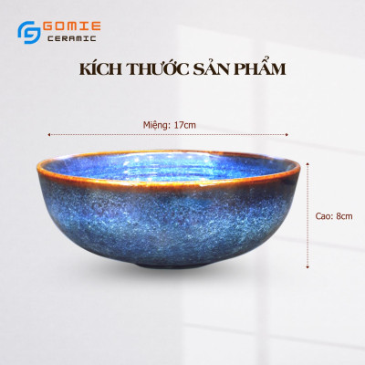 Bát Tô Nông Men Xanh Hoả Biến D17x8cm- Bát Nông Men Hoả Biến Cao Cấp