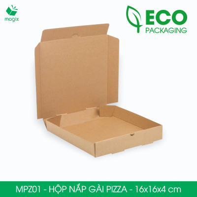 MPZ01 - 16x16x4 cm - 60 Hộp nắp gài pizza đa dụng - Hộp nắp gập, hộp carton gói hàng, hộp quà