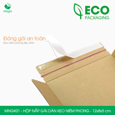 MNGK01 - 12x8x5 cm - COMBO 20 HỘP CARTON NẮP GÀI HÔNG CÓ KEO NIÊM PHONG - THÙNG HỘP CARTON ĐÓNG  HÀNG