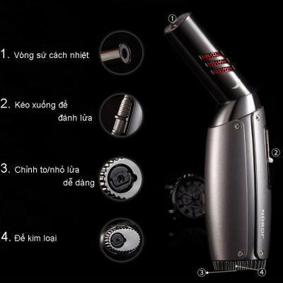 Vỏ Hột Quẹt Bật Lửa Gas Jobon ZB-597 Khò Mỏ Vịt 1 Tia Chỉnh Gas Dễ - Nhiều Màu