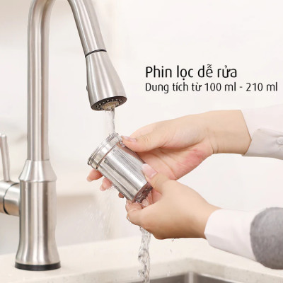 Bình ủ nhiệt iMat có phin lọc 1500ml màu vàng be kem, ruột bình, phin lọc làm bằng Inox 304 không gỉ