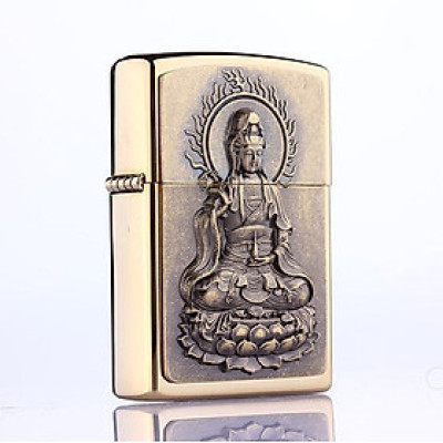 Vỏ Hột Quẹt Bật Lửa xăng đá Zorro Z91040 thiết kế họa tiết hình phật - dùng xăng bấc đá cao cấp ( giao màu ngẫu nhiên )