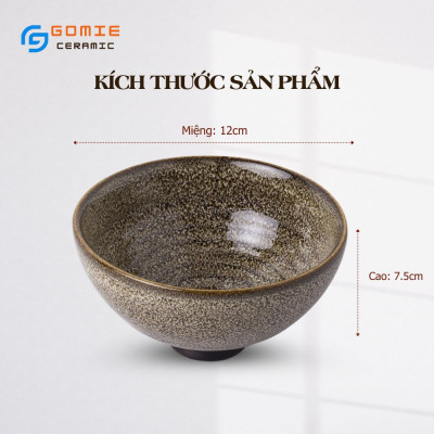 Bát nhọn D12H7.5 Men gấm vàng hỏa biến 