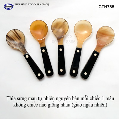 Thìa/Muỗng bằng sừng khảm 2 chấm cao cấp xuất Nhật - Xúc gia vị, cafe, deccor - An toàn cho sức khỏe - CTH785