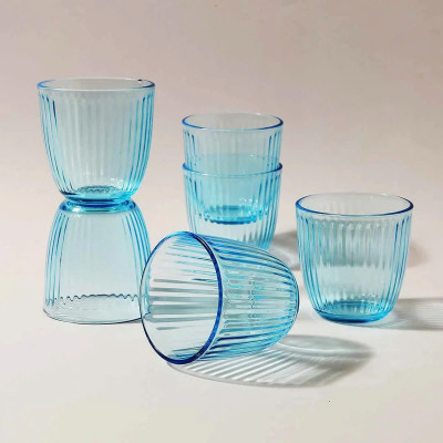 Bộ 6 Ly Thủy Tinh Line Bormioli Rocco 580502M04121990 (290ml / Ly) - Xanh dương