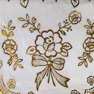 Khăn Trải Bàn PAULEE WLG 751 (150 x 228 cm) hoa văn phủ nhũ vàng, không thấm nước
